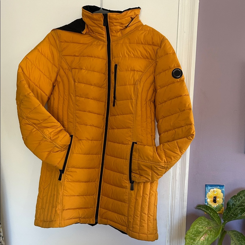 Nautica Women's Mustard Quilted Puffer Jacket